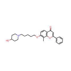 Cc1c(OCCCCCN2CCC(O)CC2)ccc2c(=O)cc(-c3ccccc3)oc12 ZINC000096271267