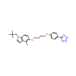 Cc1c(OCCCCOc2ccc(-c3nnn[nH]3)cc2)ccc2c1ccn2CC(C)(C)C ZINC000028461852