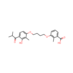 Cc1c(OCCCCOc2ccc(C(=O)C(C)C)c(O)c2C)cccc1C(=O)O ZINC000169351442