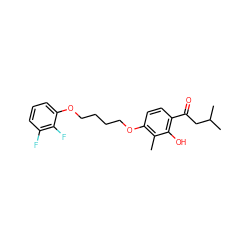 Cc1c(OCCCCOc2cccc(F)c2F)ccc(C(=O)CC(C)C)c1O ZINC000028358106