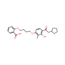 Cc1c(OCCCCOc2ccccc2C(=O)O)ccc(C(=O)CC2CCCC2)c1O ZINC000169351400