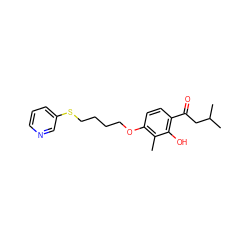 Cc1c(OCCCCSc2cccnc2)ccc(C(=O)CC(C)C)c1O ZINC000028366064