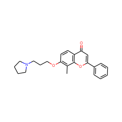 Cc1c(OCCCN2CCCC2)ccc2c(=O)cc(-c3ccccc3)oc12 ZINC000096271275