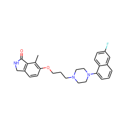 Cc1c(OCCCN2CCN(c3cccc4cc(F)ccc34)CC2)ccc2c1C(=O)NC2 ZINC000064526900