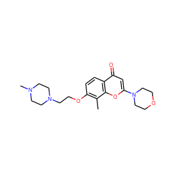 Cc1c(OCCN2CCN(C)CC2)ccc2c(=O)cc(N3CCOCC3)oc12 ZINC000022443720