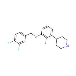 Cc1c(OCc2ccc(F)c(F)c2)cccc1C1CCNCC1 ZINC000040379924