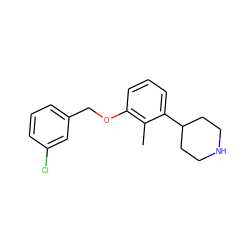 Cc1c(OCc2cccc(Cl)c2)cccc1C1CCNCC1 ZINC000040939714