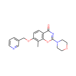 Cc1c(OCc2cccnc2)ccc2c(=O)nc(N3CCOCC3)oc12 ZINC000064436451