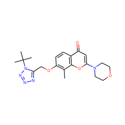 Cc1c(OCc2nnnn2C(C)(C)C)ccc2c(=O)cc(N3CCOCC3)oc12 ZINC000003803121