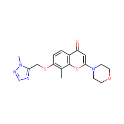 Cc1c(OCc2nnnn2C)ccc2c(=O)cc(N3CCOCC3)oc12 ZINC000013832085