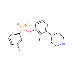 Cc1c(OS(=O)(=O)c2cccc(Cl)c2)cccc1C1CCNCC1 ZINC000040379302