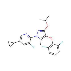 Cc1c(Oc2c(F)cccc2F)c(OC(C)C)nn1-c1ncc(C2CC2)cc1F ZINC000473107605