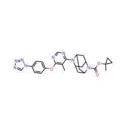 Cc1c(Oc2ccc(-n3cnnn3)cc2)ncnc1N1C2CC3CC1CC(C2)N3C(=O)OC1(C)CC1 ZINC000095597078