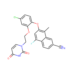 Cc1c(Oc2ccc(Cl)cc2OCCn2ccc(=O)[nH]c2=O)cc(F)c2ccc(C#N)cc12 ZINC001772629495