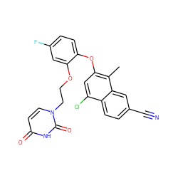 Cc1c(Oc2ccc(F)cc2OCCn2ccc(=O)[nH]c2=O)cc(Cl)c2ccc(C#N)cc12 ZINC001772650027