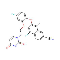 Cc1c(Oc2ccc(F)cc2OCCn2ccc(=O)[nH]c2=O)cc(F)c2ccc(C#N)cc12 ZINC001772588364