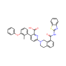 Cc1c(Oc2ccccc2)cccc1-c1ccc(N2CCc3cccc(C(=O)Nc4nc5ccccc5s4)c3C2)nc1C(=O)O ZINC000144554882