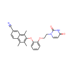 Cc1c(Oc2ccccc2OCCn2ccc(=O)[nH]c2=O)c(C)c2cc(C#N)ccc2c1C ZINC001772581820