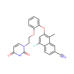 Cc1c(Oc2ccccc2OCCn2ccc(=O)[nH]c2=O)cc(F)c2ccc(C#N)cc12 ZINC001772600878