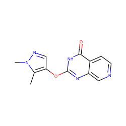 Cc1c(Oc2nc3cnccc3c(=O)[nH]2)cnn1C ZINC000653699473