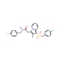 Cc1c(S(=O)(=O)Cc2ccc(F)cc2)c2ccccn2c1CC(=O)N(C)Cc1ccc(F)cc1 ZINC000096282652