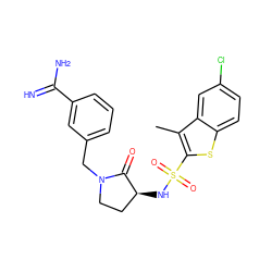 Cc1c(S(=O)(=O)N[C@H]2CCN(Cc3cccc(C(=N)N)c3)C2=O)sc2ccc(Cl)cc12 ZINC000026651532