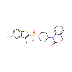 Cc1c(S(=O)(=O)N2CCC(N3C(=O)OCc4ccccc43)CC2)sc2ccc(Cl)cc12 ZINC000013611801