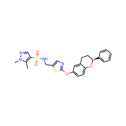 Cc1c(S(=O)(=O)NCc2cnc(Oc3ccc4c(c3)CC[C@@H](c3ccccc3)O4)s2)cnn1C ZINC000169710597