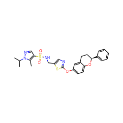 Cc1c(S(=O)(=O)NCc2cnc(Oc3ccc4c(c3)CC[C@@H](c3ccccc3)O4)s2)cnn1C(C)C ZINC000169710593