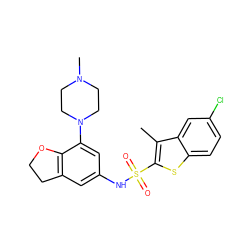 Cc1c(S(=O)(=O)Nc2cc3c(c(N4CCN(C)CC4)c2)OCC3)sc2ccc(Cl)cc12 ZINC000137287414