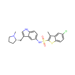 Cc1c(S(=O)(=O)Nc2ccc3[nH]cc(C[C@@H]4CCCN4C)c3c2)sc2ccc(Cl)cc12 ZINC000013607598