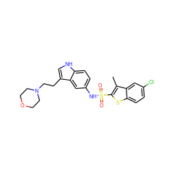 Cc1c(S(=O)(=O)Nc2ccc3[nH]cc(CCN4CCOCC4)c3c2)sc2ccc(Cl)cc12 ZINC000013611757