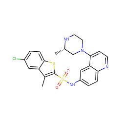 Cc1c(S(=O)(=O)Nc2ccc3nccc(N4CCN[C@@H](C)C4)c3c2)sc2ccc(Cl)cc12 ZINC000026725908