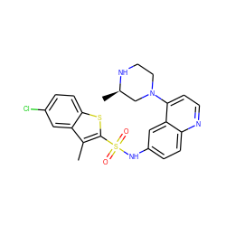 Cc1c(S(=O)(=O)Nc2ccc3nccc(N4CCN[C@H](C)C4)c3c2)sc2ccc(Cl)cc12 ZINC000026728823