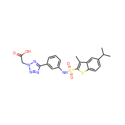 Cc1c(S(=O)(=O)Nc2cccc(-c3nnn(CC(=O)O)n3)c2)sc2ccc(C(C)C)cc12 ZINC000114593327