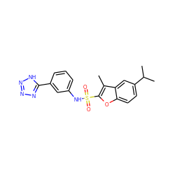 Cc1c(S(=O)(=O)Nc2cccc(-c3nnn[nH]3)c2)oc2ccc(C(C)C)cc12 ZINC000114604443