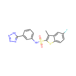 Cc1c(S(=O)(=O)Nc2cccc(-c3nnn[nH]3)c2)sc2ccc(F)cc12 ZINC000114604899