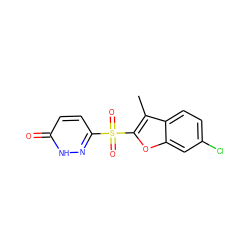 Cc1c(S(=O)(=O)c2ccc(=O)[nH]n2)oc2cc(Cl)ccc12 ZINC000011536195