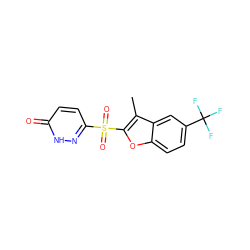 Cc1c(S(=O)(=O)c2ccc(=O)[nH]n2)oc2ccc(C(F)(F)F)cc12 ZINC000011536193