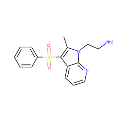 Cc1c(S(=O)(=O)c2ccccc2)c2cccnc2n1CCN ZINC000045291475