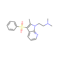 Cc1c(S(=O)(=O)c2ccccc2)c2cccnc2n1CCN(C)C ZINC000045245800