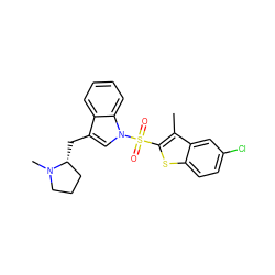 Cc1c(S(=O)(=O)n2cc(C[C@@H]3CCCN3C)c3ccccc32)sc2ccc(Cl)cc12 ZINC000028524684