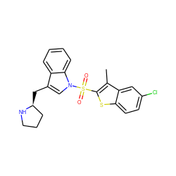 Cc1c(S(=O)(=O)n2cc(C[C@H]3CCCN3)c3ccccc32)sc2ccc(Cl)cc12 ZINC000028524816