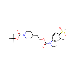 Cc1c(S(C)(=O)=O)ccc2c1CCN2C(=O)OCCC1CCN(C(=O)OC(C)(C)C)CC1 ZINC000103271286