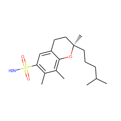 Cc1c(S(N)(=O)=O)cc2c(c1C)O[C@](C)(CCCC(C)C)CC2 ZINC000220732381