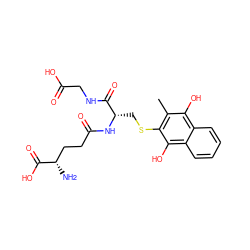 Cc1c(SC[C@H](NC(=O)CC[C@H](N)C(=O)O)C(=O)NCC(=O)O)c(O)c2ccccc2c1O ZINC000029134969