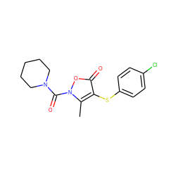 Cc1c(Sc2ccc(Cl)cc2)c(=O)on1C(=O)N1CCCCC1 ZINC000026847871