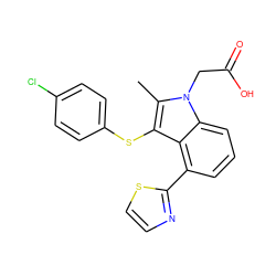 Cc1c(Sc2ccc(Cl)cc2)c2c(-c3nccs3)cccc2n1CC(=O)O ZINC000073156167