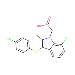 Cc1c(Sc2ccc(Cl)cc2)c2cccc(Cl)c2n1CC(=O)O ZINC000038495198