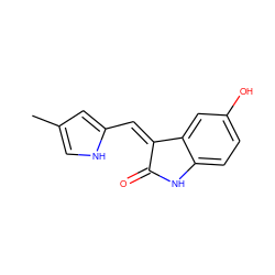 Cc1c[nH]c(/C=C2\C(=O)Nc3ccc(O)cc32)c1 ZINC000028823440